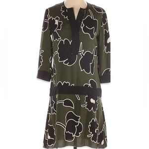 [Diane von Furstenberg] Drop Waist Silk Shift Tunic Midi Floral Dress Women’s 6